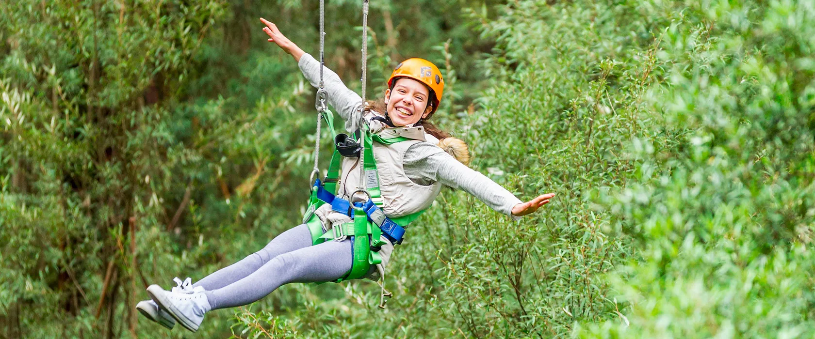 person on zipline